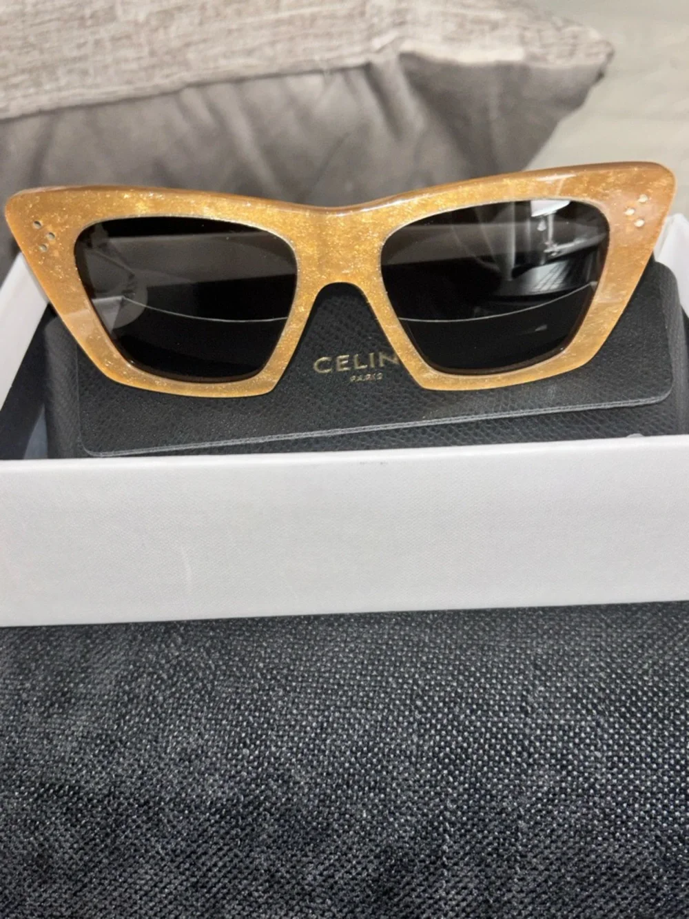 Celine Gold Glitter Cat-Eye Sunglasses